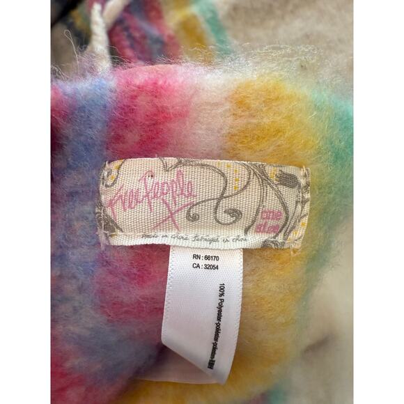 Free People Skye Stripe Fringe Throw Blanket Pink Cream Blue - Picture 6 of 10